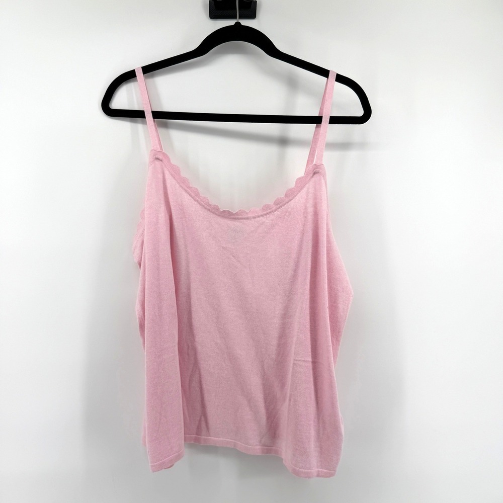 J.Crew Camisole Scalloped‎ Trim 2X Pink Womens Plus Size Knit Tank Top NEW
